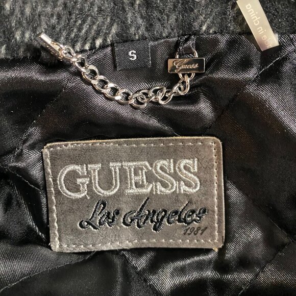 Guess Plaid & Faux Leather Womens Bomber Jacket With‎ Zipper & Pockets - Size M - Picture 7 of 10